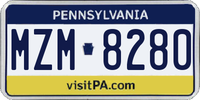 PA license plate MZM8280