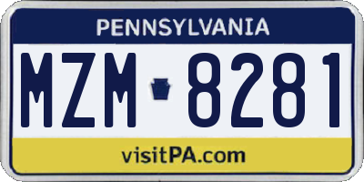 PA license plate MZM8281