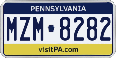 PA license plate MZM8282
