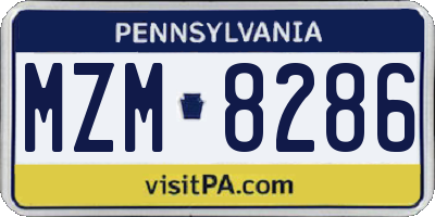 PA license plate MZM8286