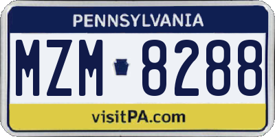 PA license plate MZM8288