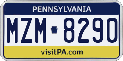 PA license plate MZM8290