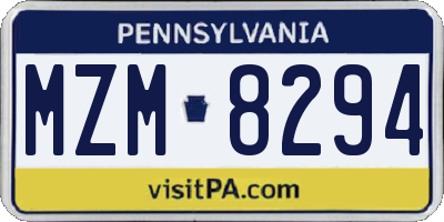 PA license plate MZM8294
