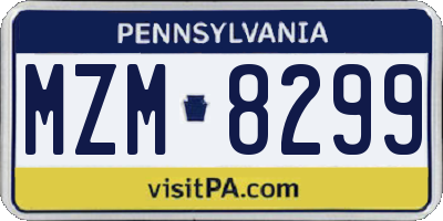 PA license plate MZM8299