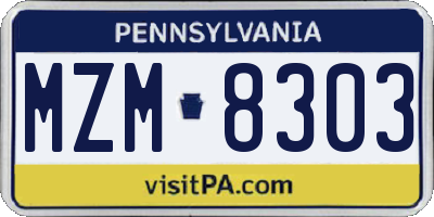 PA license plate MZM8303
