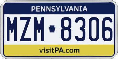 PA license plate MZM8306