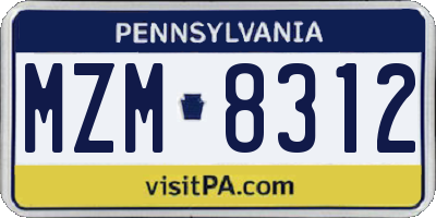 PA license plate MZM8312