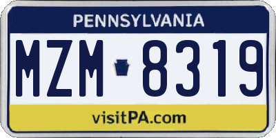 PA license plate MZM8319
