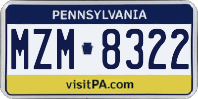 PA license plate MZM8322
