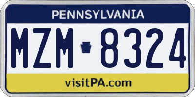 PA license plate MZM8324