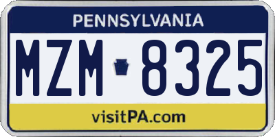 PA license plate MZM8325