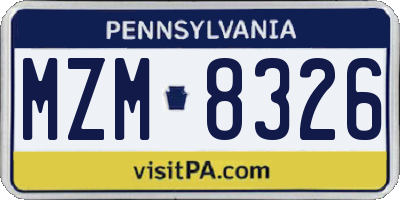 PA license plate MZM8326