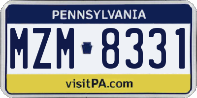 PA license plate MZM8331