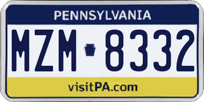 PA license plate MZM8332