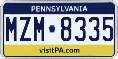 PA license plate MZM8335