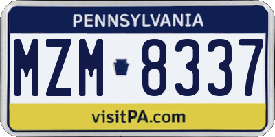 PA license plate MZM8337