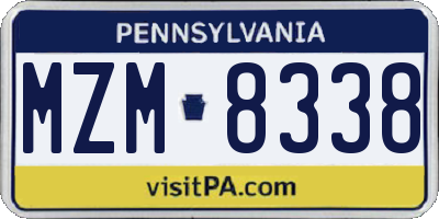 PA license plate MZM8338