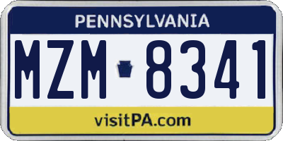 PA license plate MZM8341