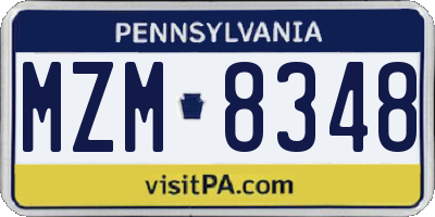 PA license plate MZM8348