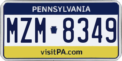 PA license plate MZM8349