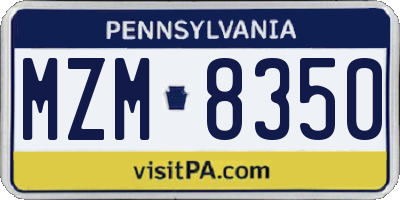 PA license plate MZM8350