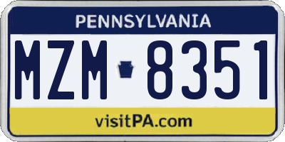 PA license plate MZM8351