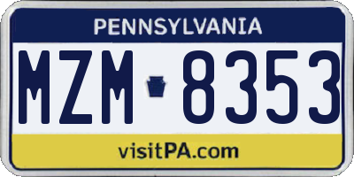 PA license plate MZM8353