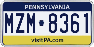 PA license plate MZM8361