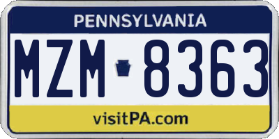 PA license plate MZM8363