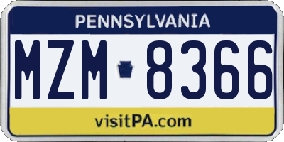 PA license plate MZM8366