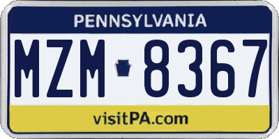 PA license plate MZM8367
