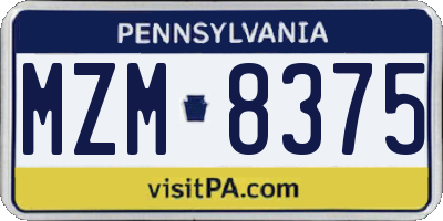 PA license plate MZM8375