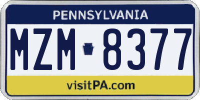 PA license plate MZM8377