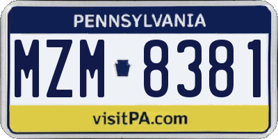 PA license plate MZM8381