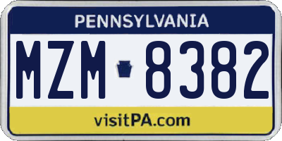PA license plate MZM8382