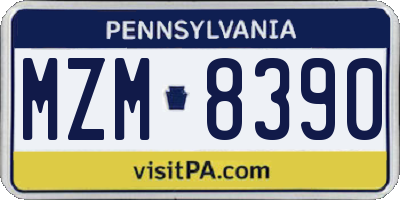 PA license plate MZM8390