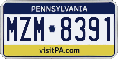PA license plate MZM8391