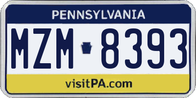 PA license plate MZM8393