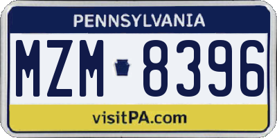 PA license plate MZM8396