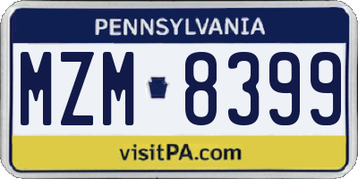 PA license plate MZM8399