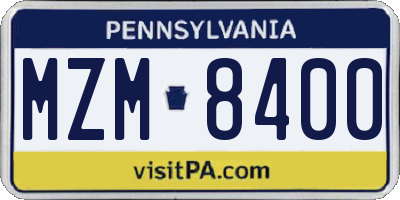 PA license plate MZM8400
