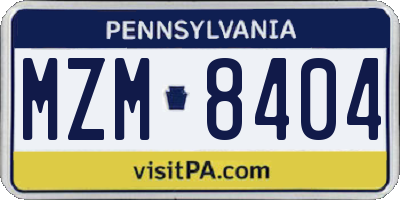 PA license plate MZM8404