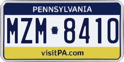 PA license plate MZM8410