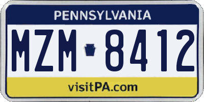 PA license plate MZM8412