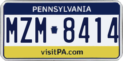 PA license plate MZM8414