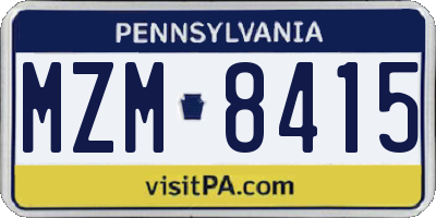 PA license plate MZM8415