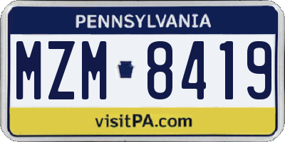 PA license plate MZM8419