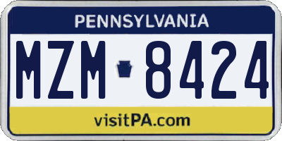 PA license plate MZM8424