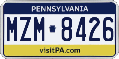 PA license plate MZM8426