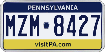 PA license plate MZM8427
